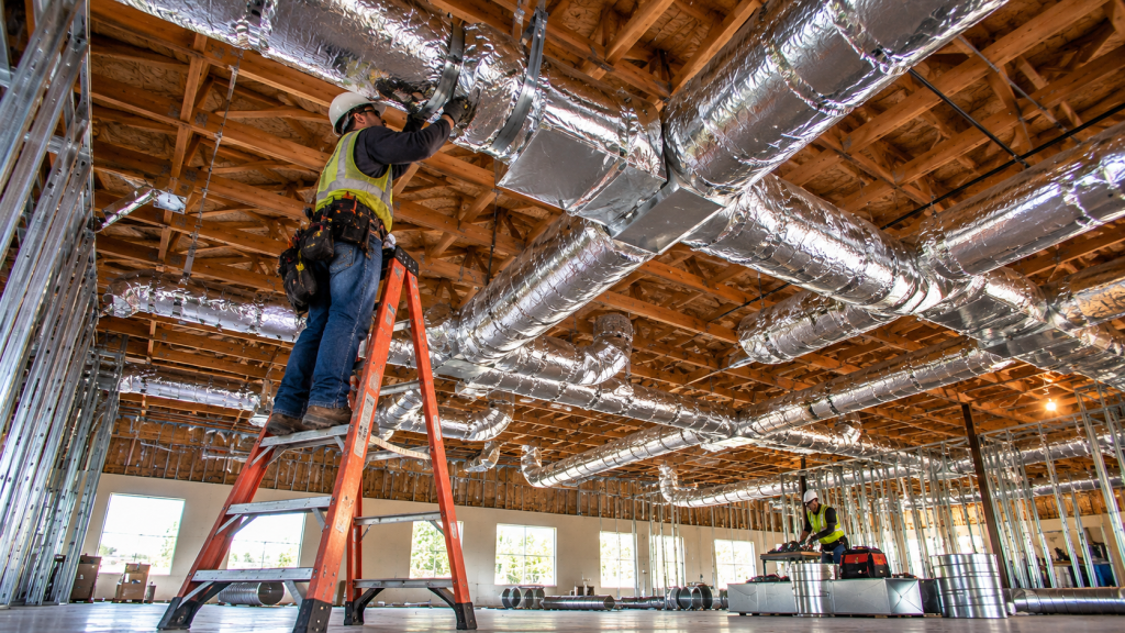 Seattle commercial ventilation ductwork in progress