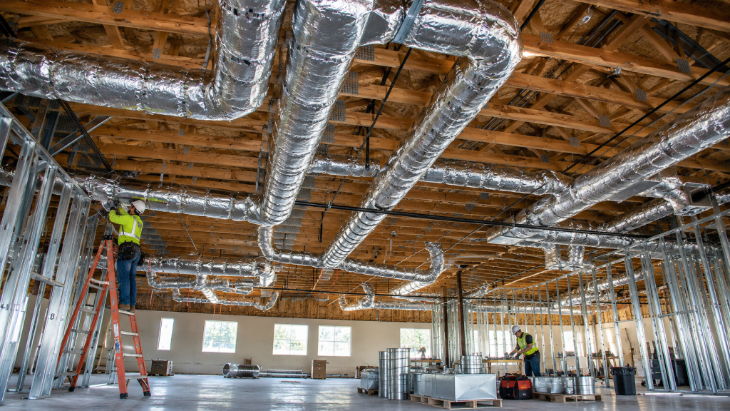 Phoenix HVAC systems ducted through an open building