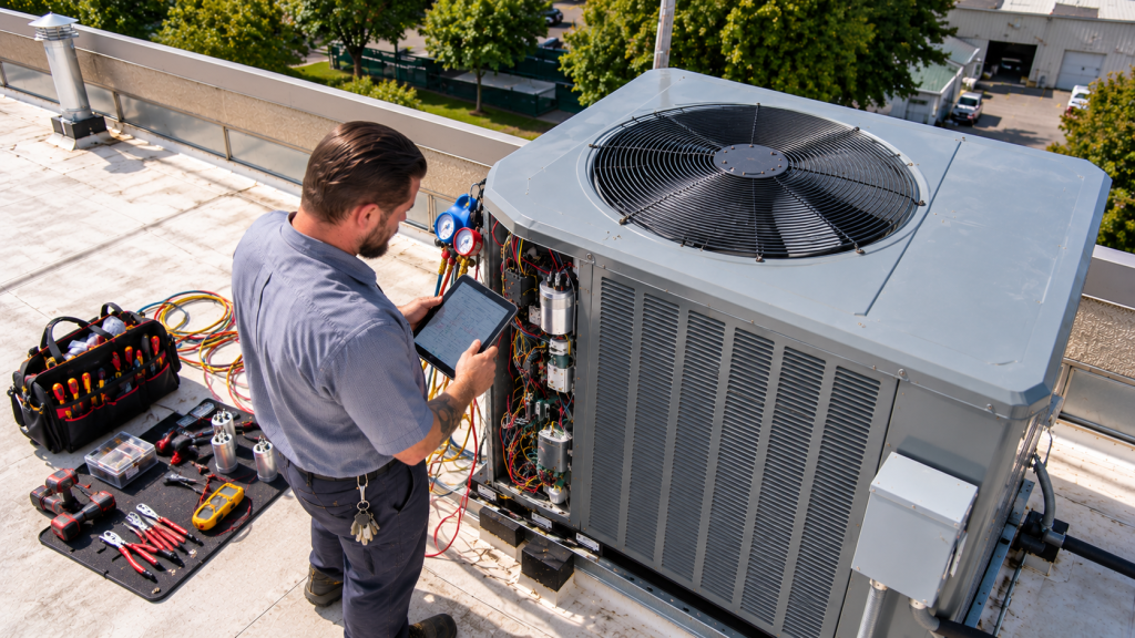 Kitchen ventilation repair costs for a rooftop fan